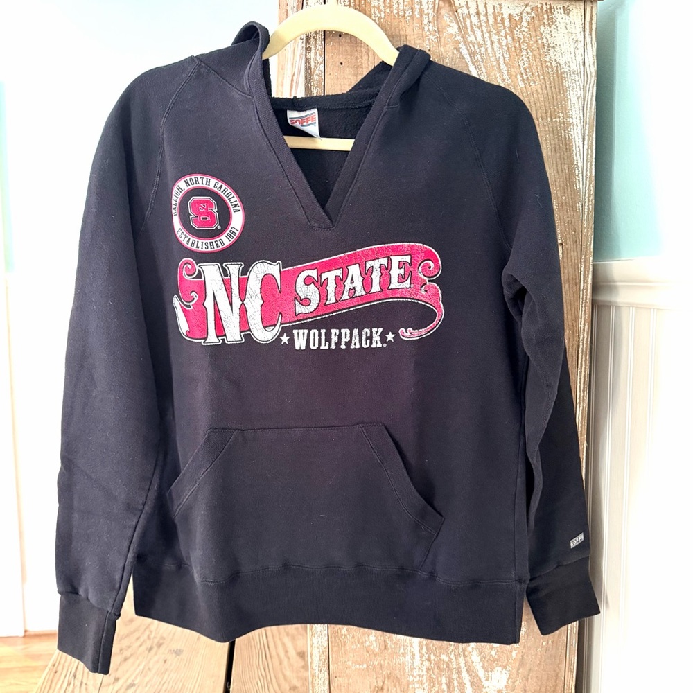 Soffe NC State Wolfpack Black Hoodie with Red & White Details